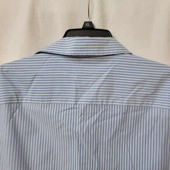 Croft & Barrow Mens M Short Sleeve Dress Shirt Easy Care Blue & White Striped - Picture 10 of 10